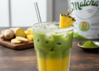 Matcha-Pineapple-Ginger Iced Drink