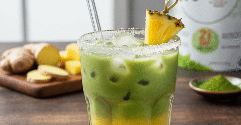 Matcha-Pineapple-Ginger Iced Drink